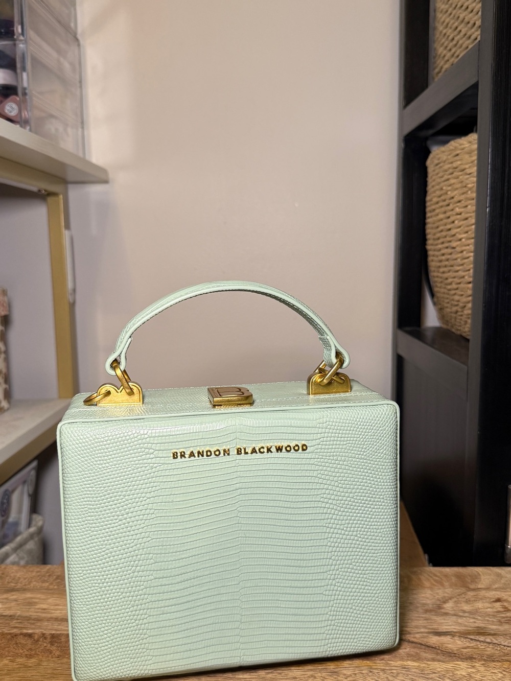 Brandon Blackwood Mint Structured Top-Handle Box Bag